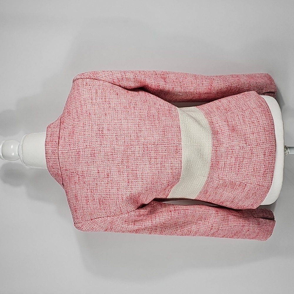Kay Unger New York Pink White Tweed Boucle Blazer Jacket 4 Office Career Work - Picture 5 of 13